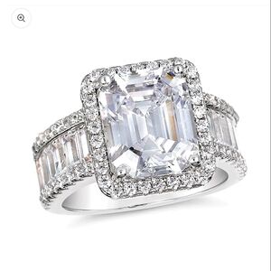 Sterling Silver Baguette Ring Square Cut Zircon